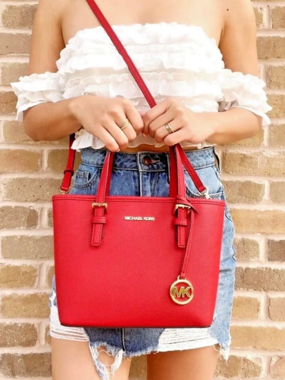 MICHAEL KORS JET SET TRAVEL LEATHER XS SATCHEL CROSSBODY SHOULDER BAG $448